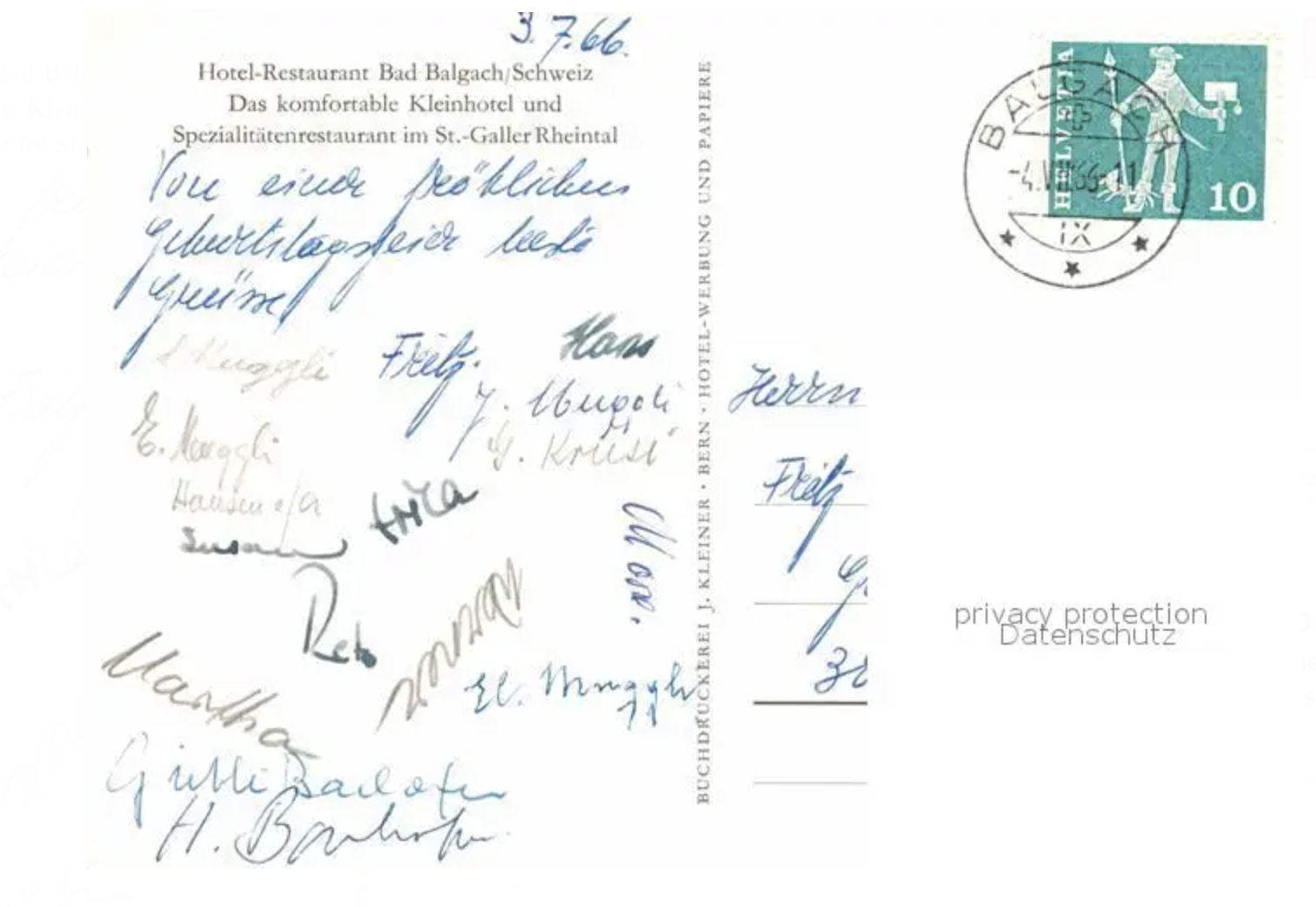 Reverso de la postal 1966 encontrada en Oldthing